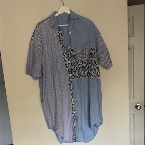 Homemade Patchwork Button Up Dress Embroidered